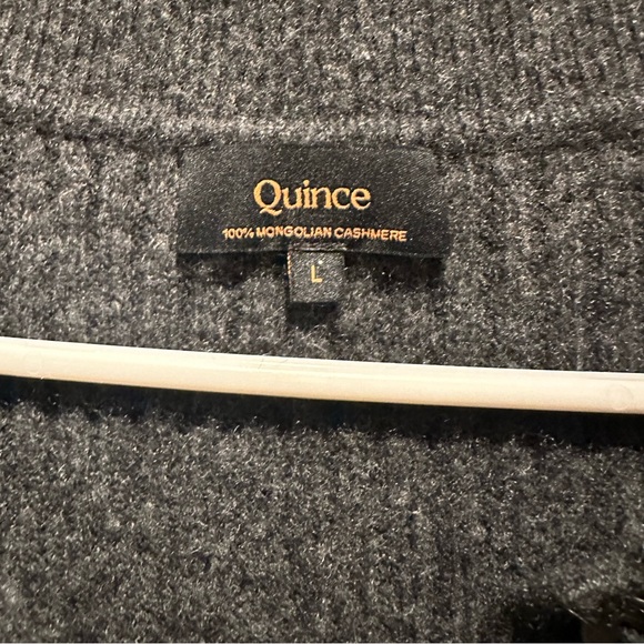 Quince Mongolian Cashmere Gray Wide-Rib Oversized Collared Cardigan Size L - Picture 3 of 4